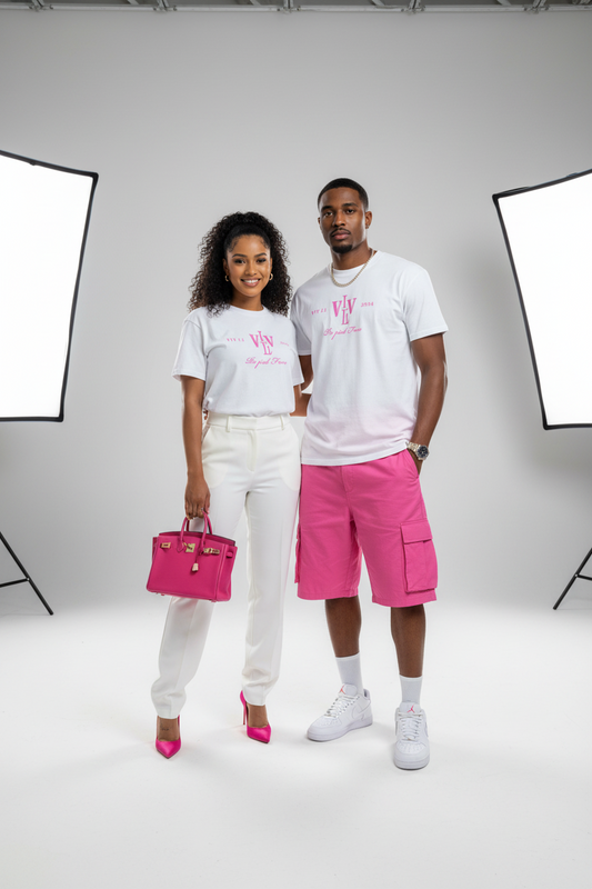 Tshirt SuperHeavy VIV LI Pa Pèd Fwa Broderie FUSHIA